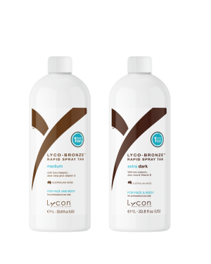 LYCO-BRONZE SPRAY TAN 1L DUO + FREE TANNING FOAM 200ML