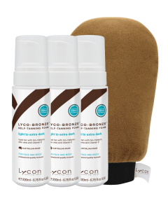 BUNDLE OF 3 LYCO-BRONZE SELF TANNING FOAM 200ML + GET A FREE APPLICATION MITT!